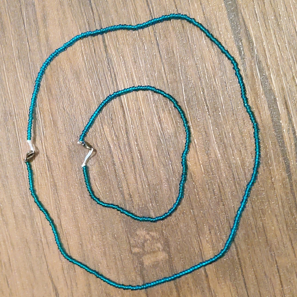Beaded Choker & Bracelet, Teal 💙💚